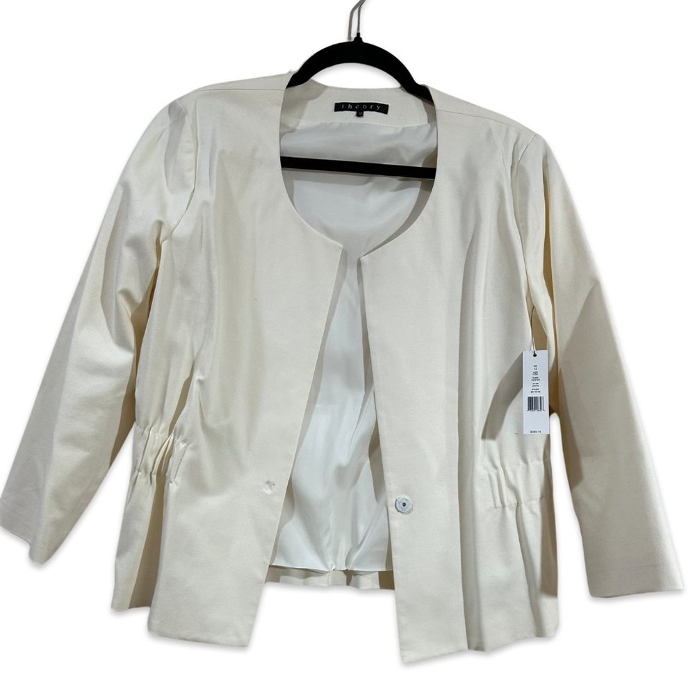 Theory Modern Peplum Back Ivory Blazer Size 12 NWT